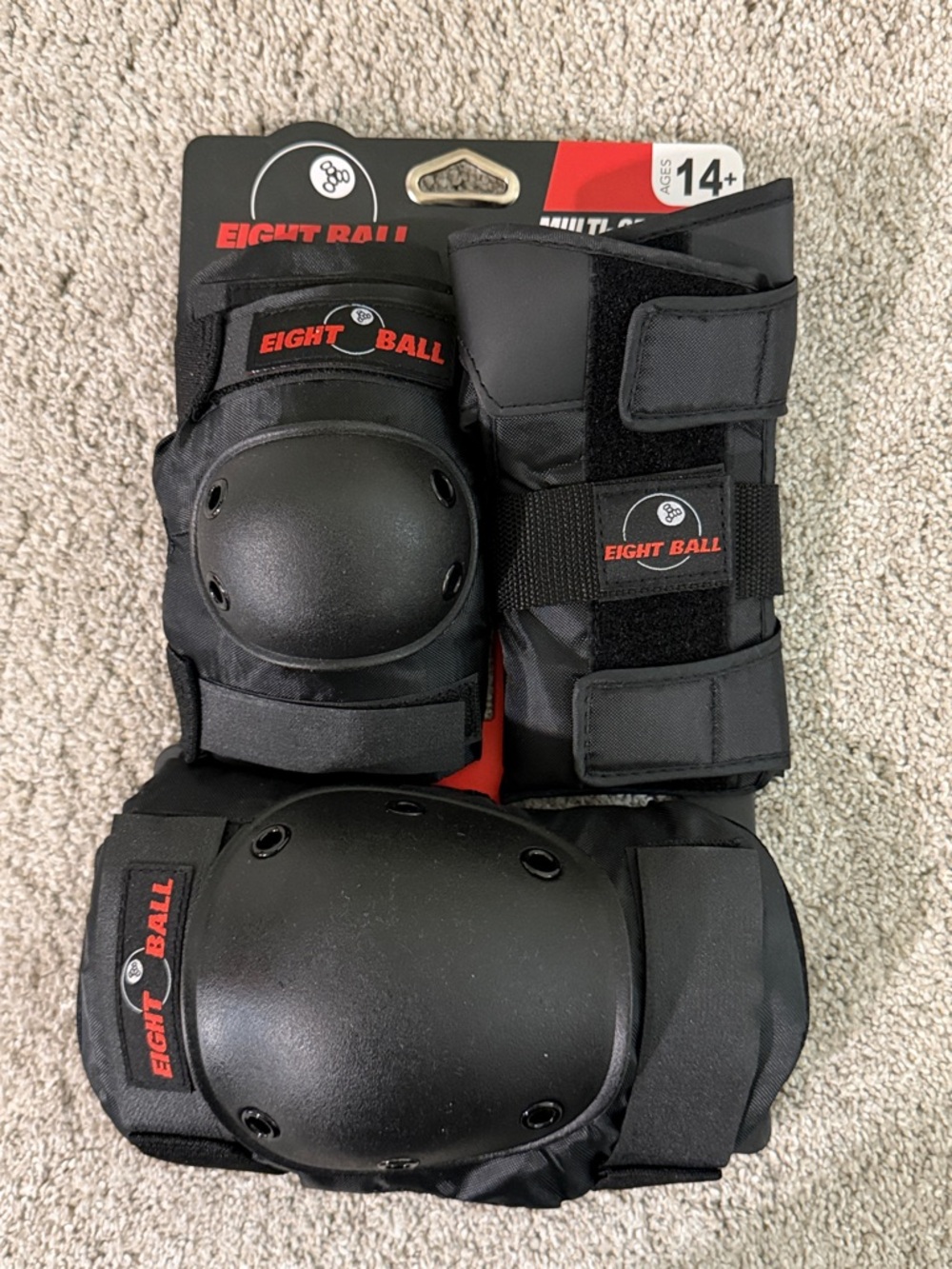 Eight Ball Black Protective Pad Set - Knee, Elbow, Wrist